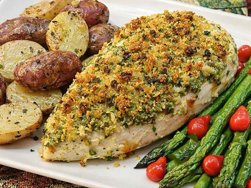 Crusted Chicken with Pesto