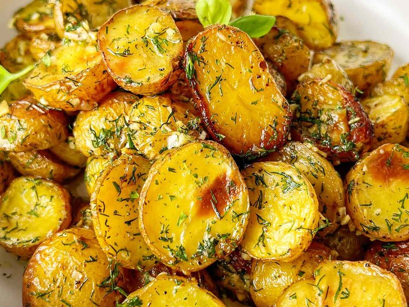 Roasted potatoes with fresh dill