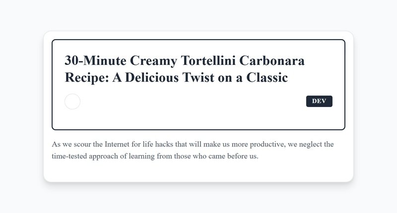 Creamy Tortellini Carbonara Bliss