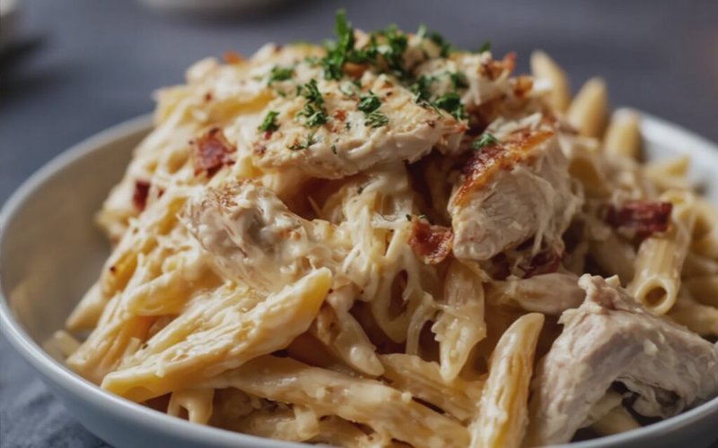 A close up photograph of creamy chicken 97mbeayprwetavfxuf0jjq asa3rc0oq5goqz3zvpca3g