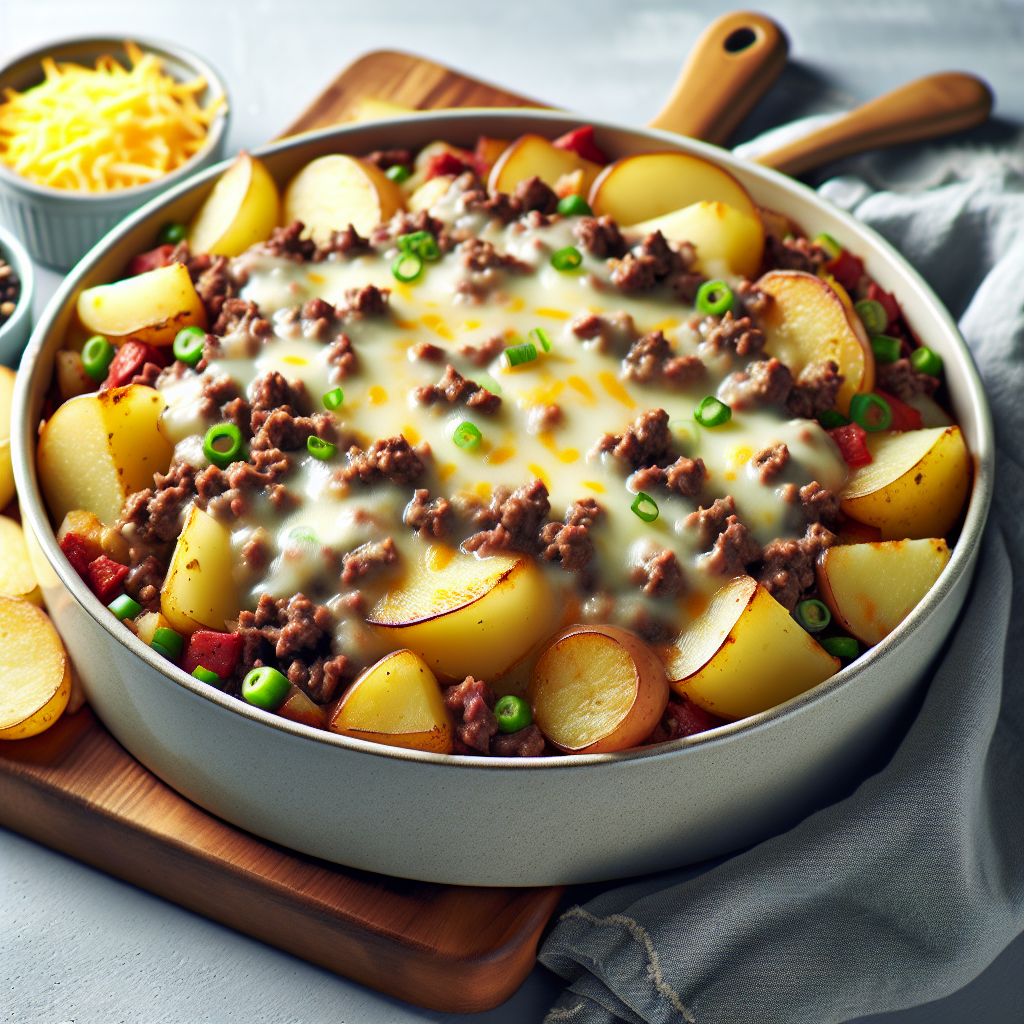 Hearty Hobo Casserole with Ground Beef, Potatoes, and Cheese