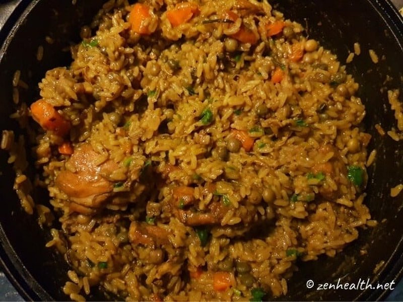 Finished trinidad pelau dish