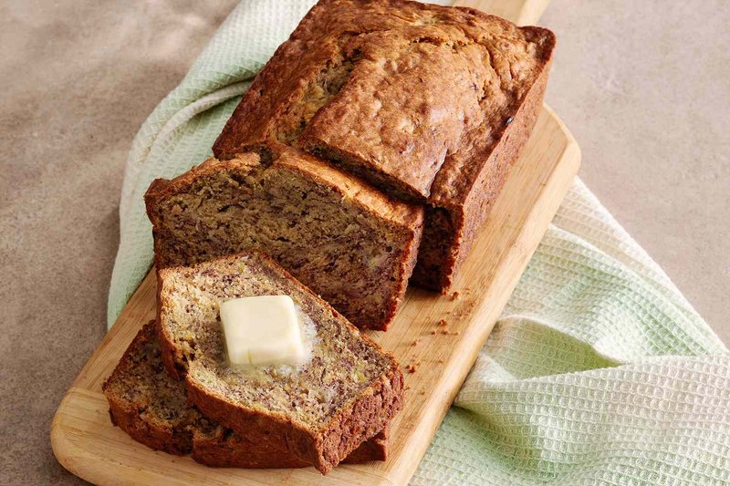 loaf of Banana Banana Bread with butter