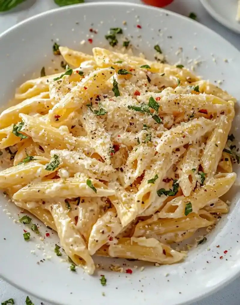 One Pot Creamy Garlic Pasta close up