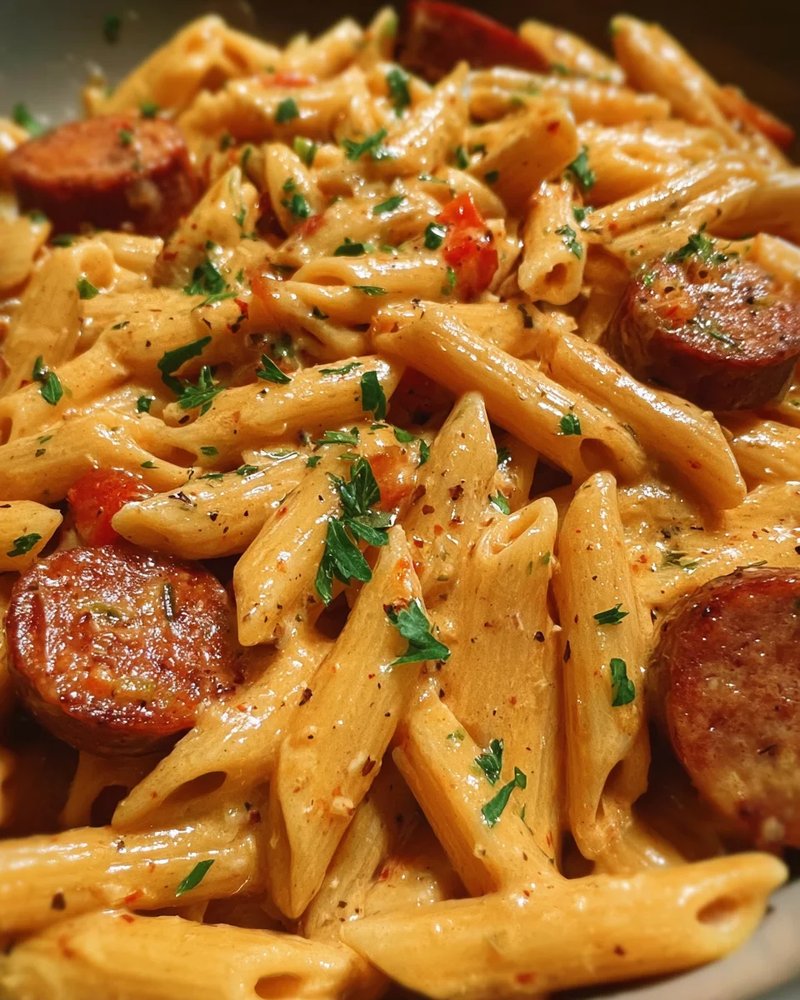 One-Pot Creamy Spicy Cajun Sausage Pasta