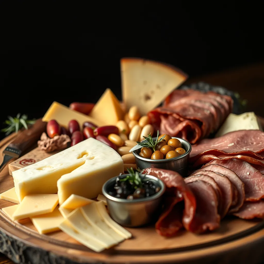 Charcuterie board arranged