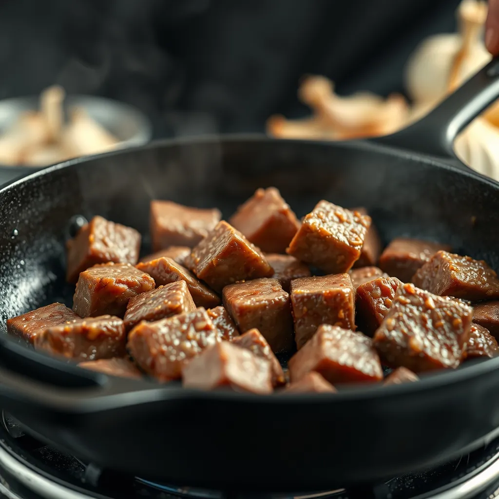 Cook browning beef