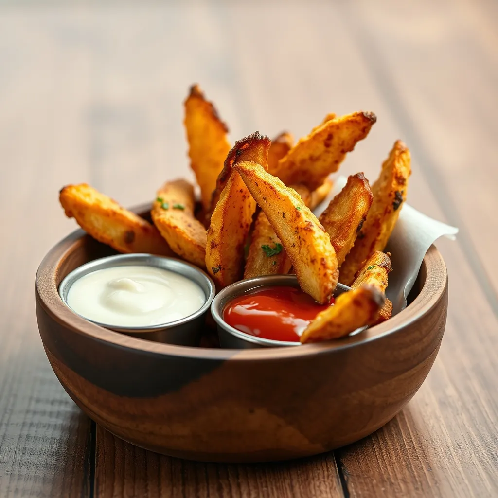 Crispy wedges served