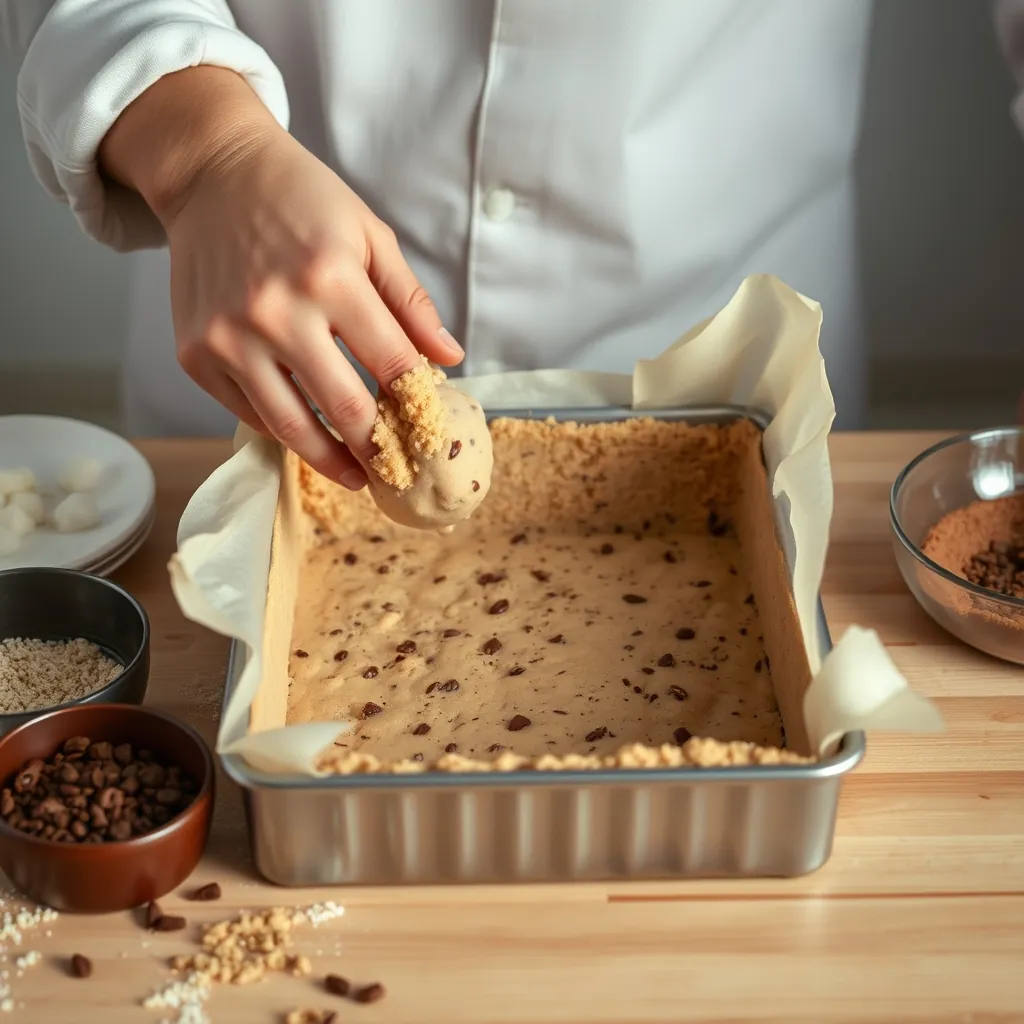 Hands pressing cookie