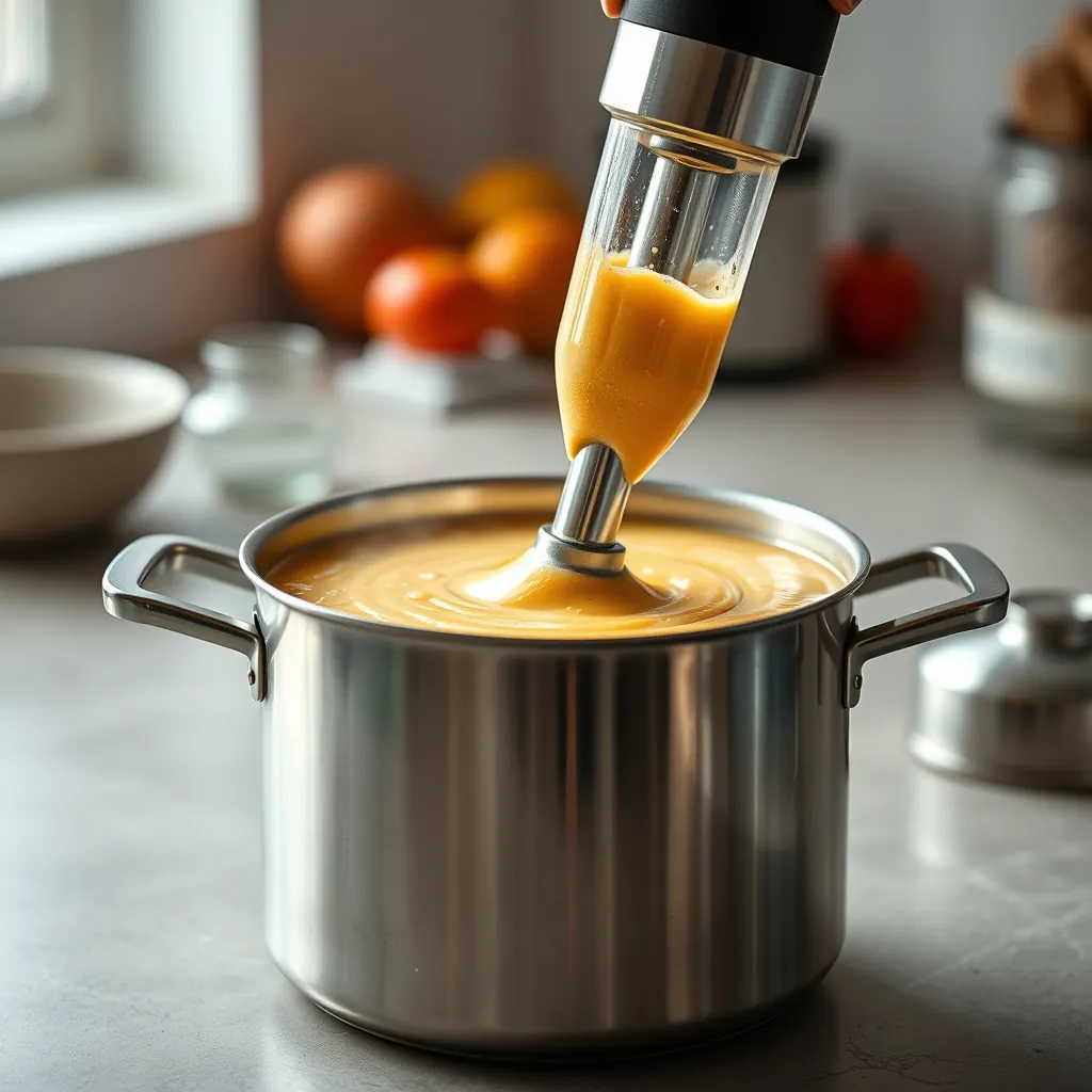 Immersion blender pureeing