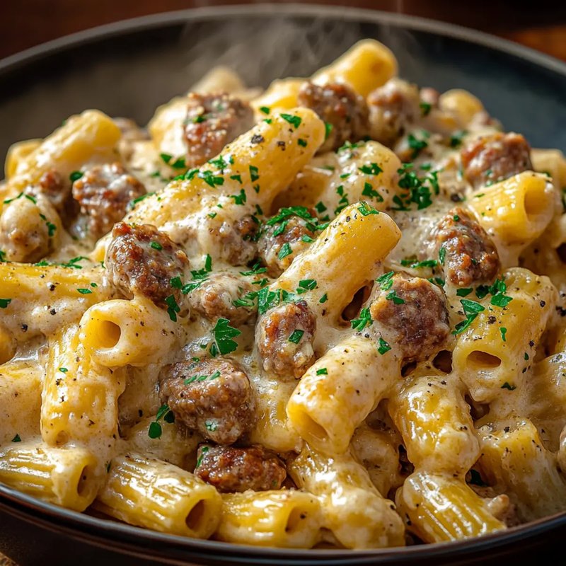 Indulgent Creamy Italian Sausage Rigatoni Recipe - Close-up of delicious texture