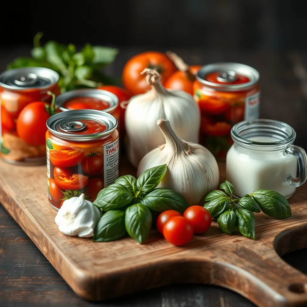 Ingredients arranged cutting