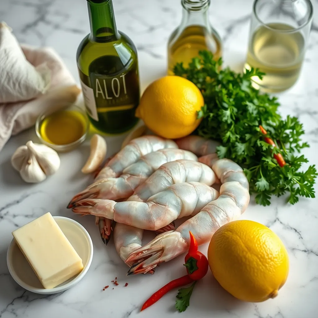Ingredients arranged marble
