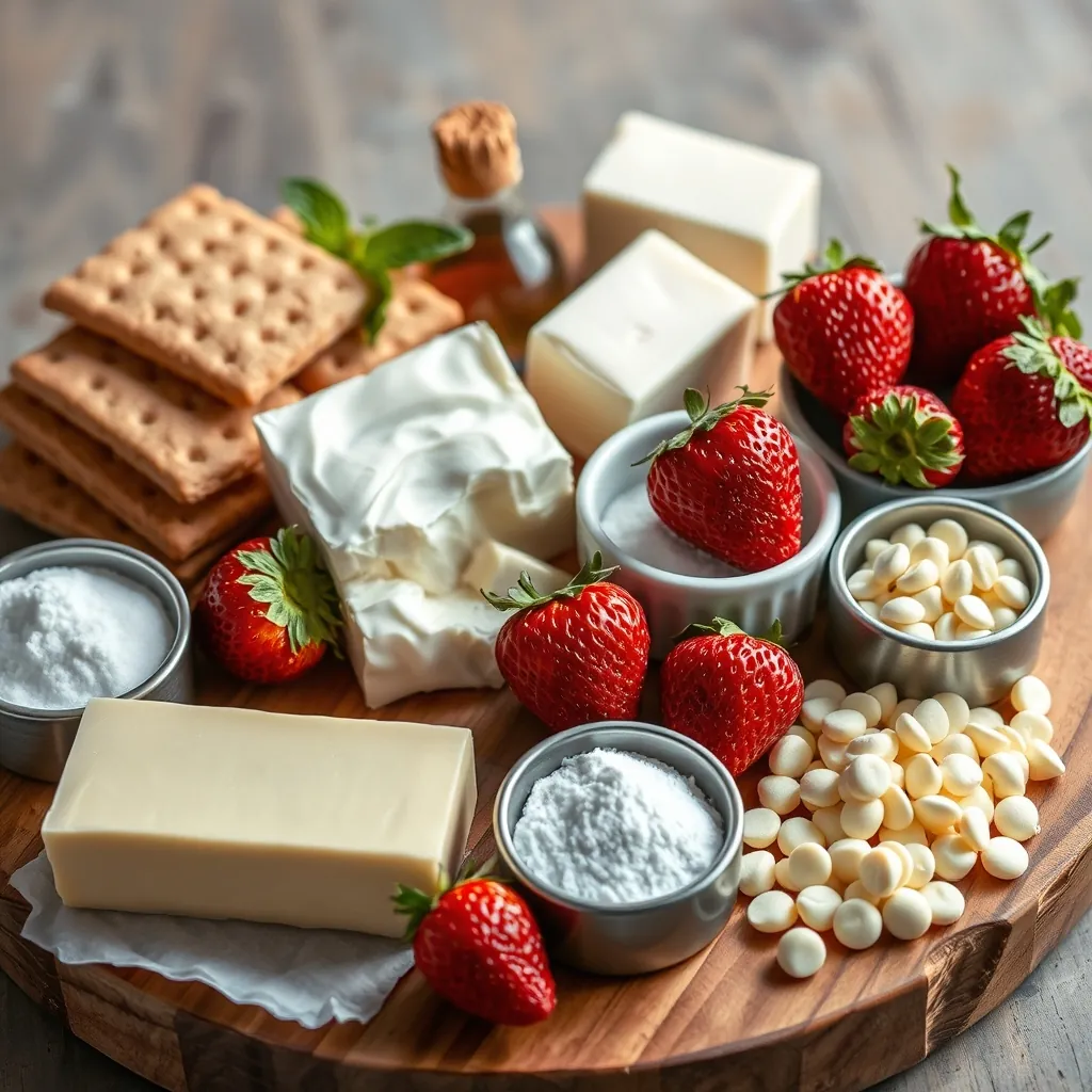 Ingredients arranged wooden
