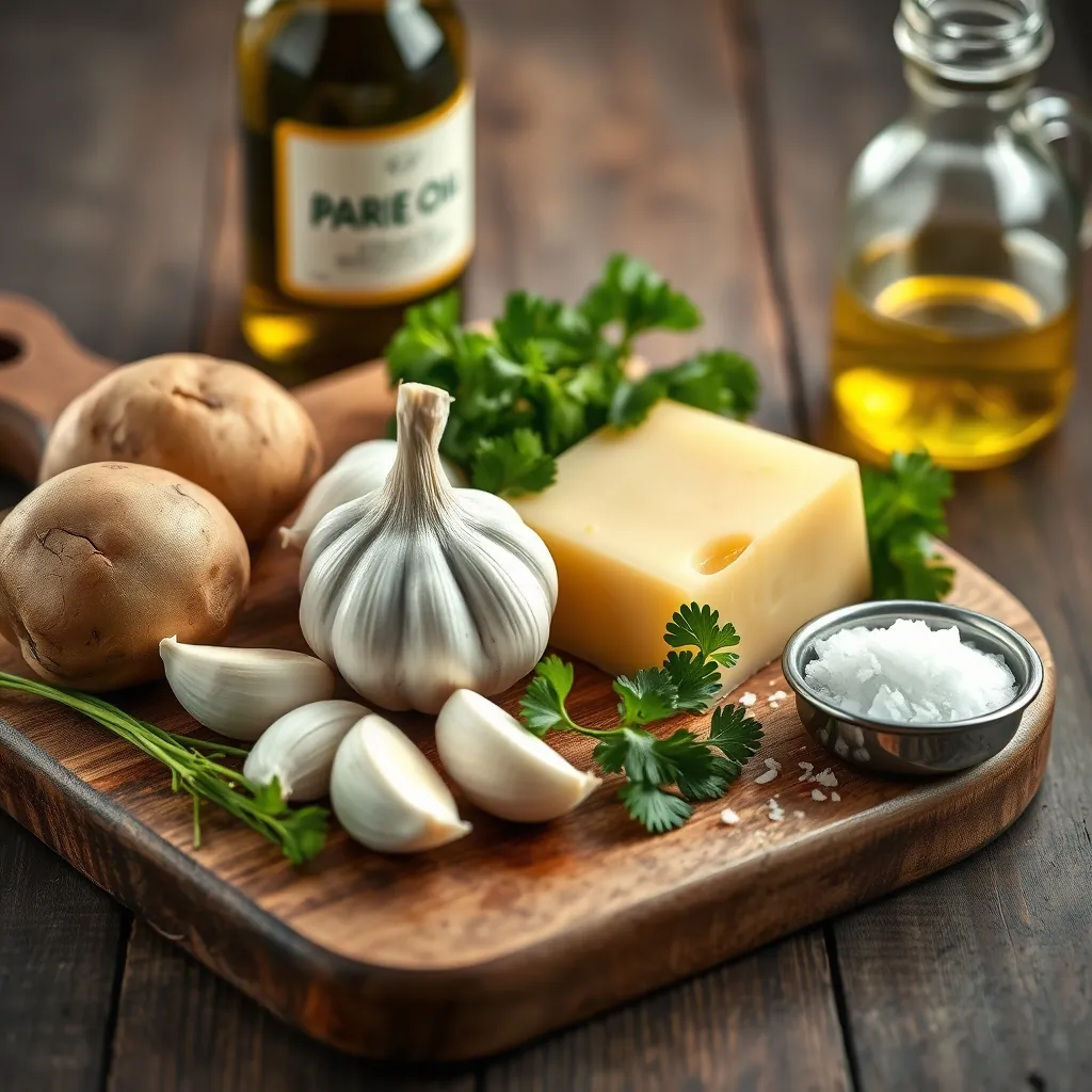 Ingredients arranged wooden