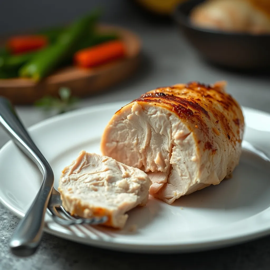 Juicy sliced chicken