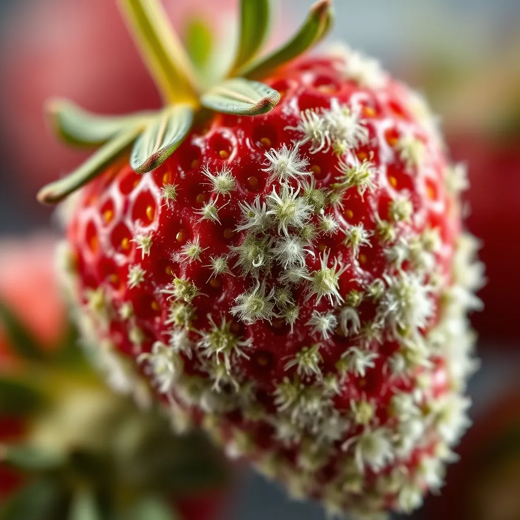 Macro moldy strawberry