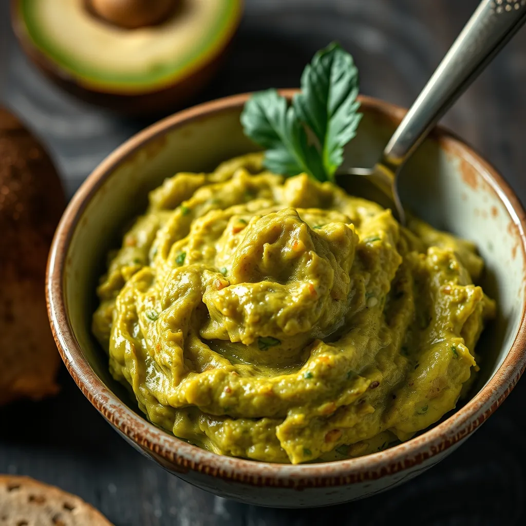 Overmashed brown guacamole