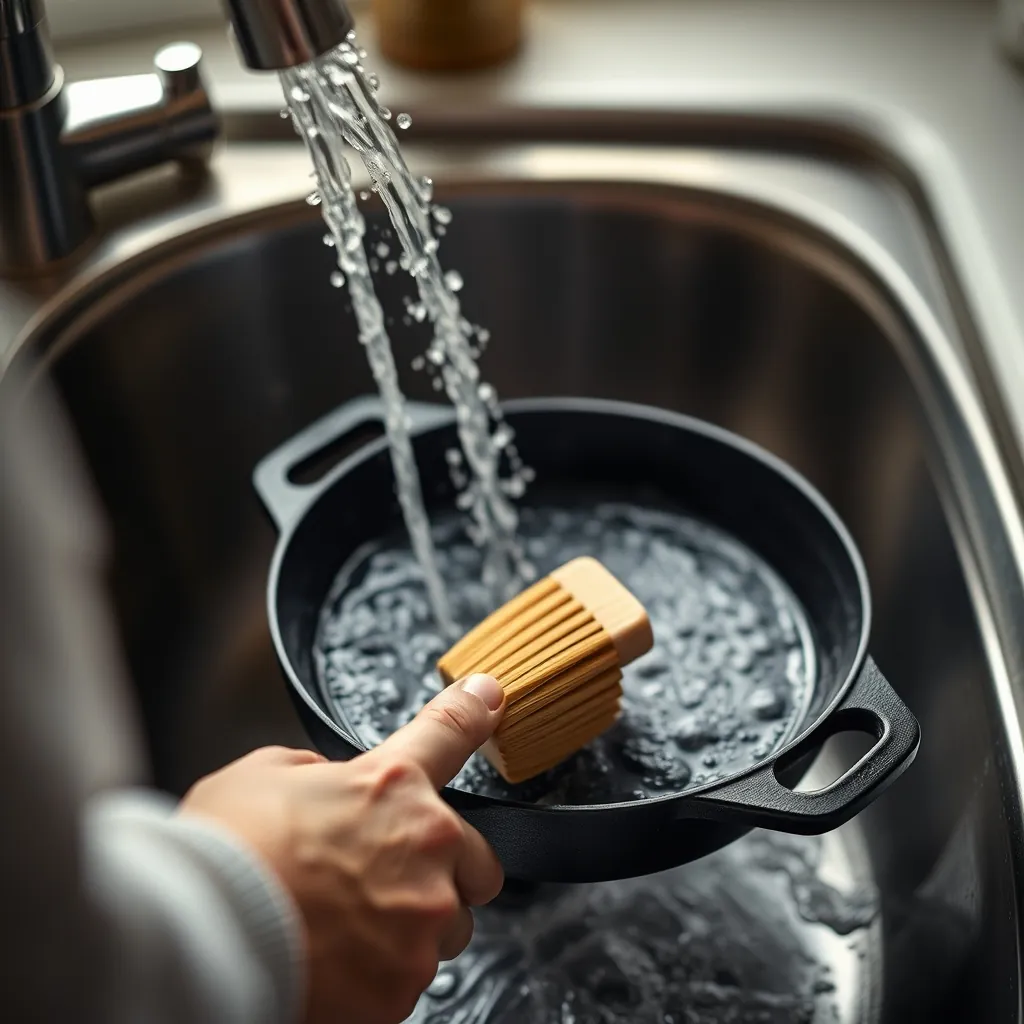 Person scrubbing cast