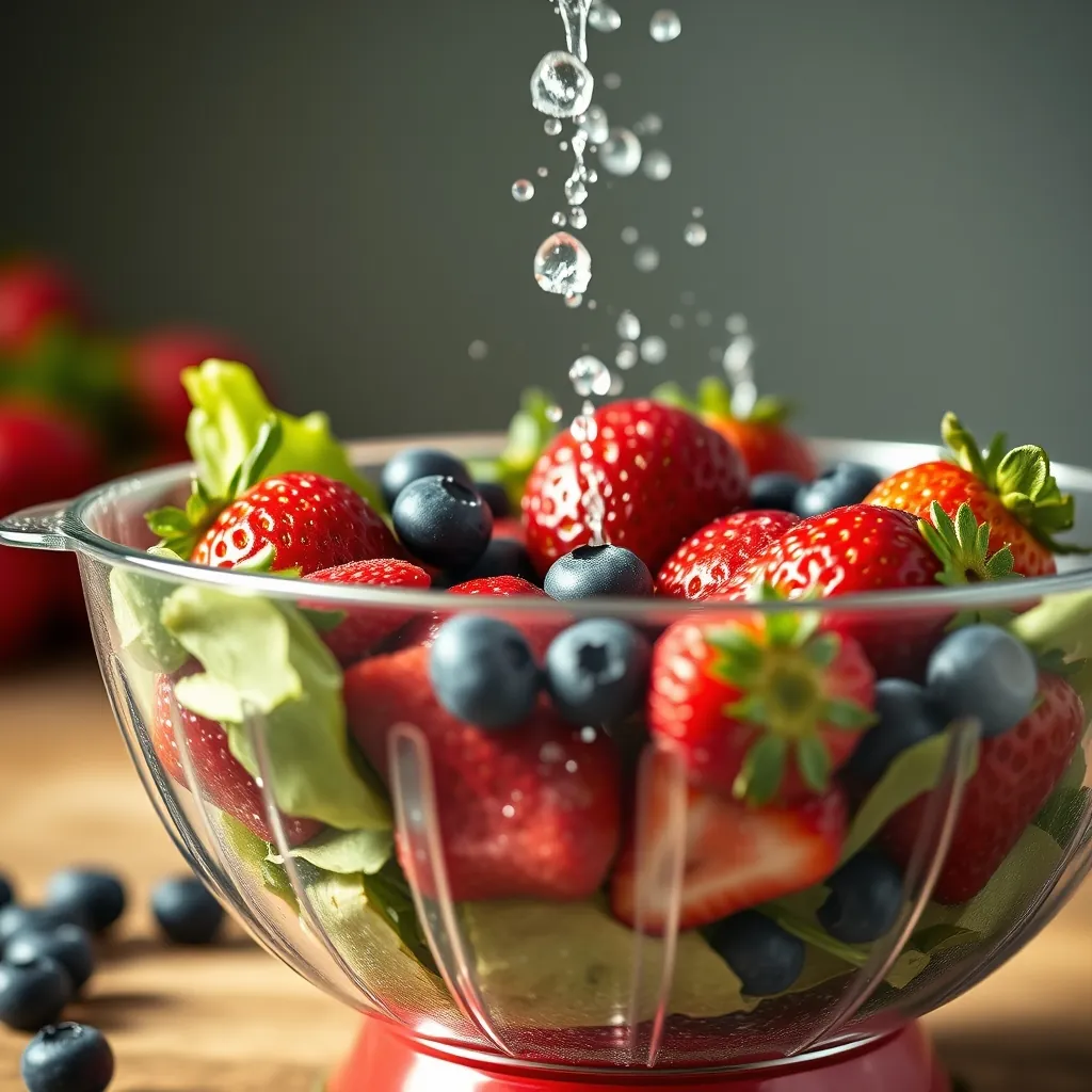 Salad spinner filled
