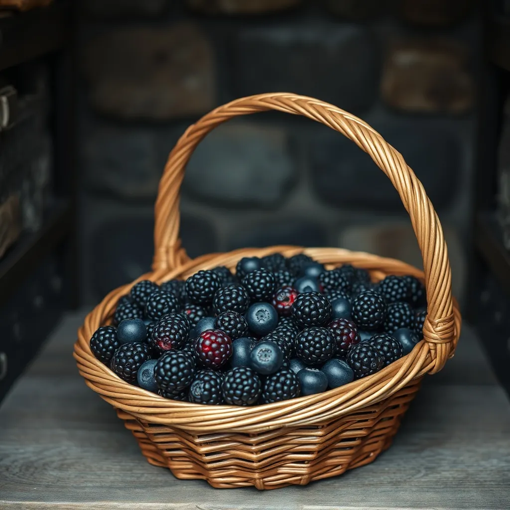 Woven basket filled