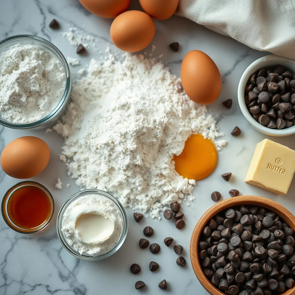 Baking ingredients laid