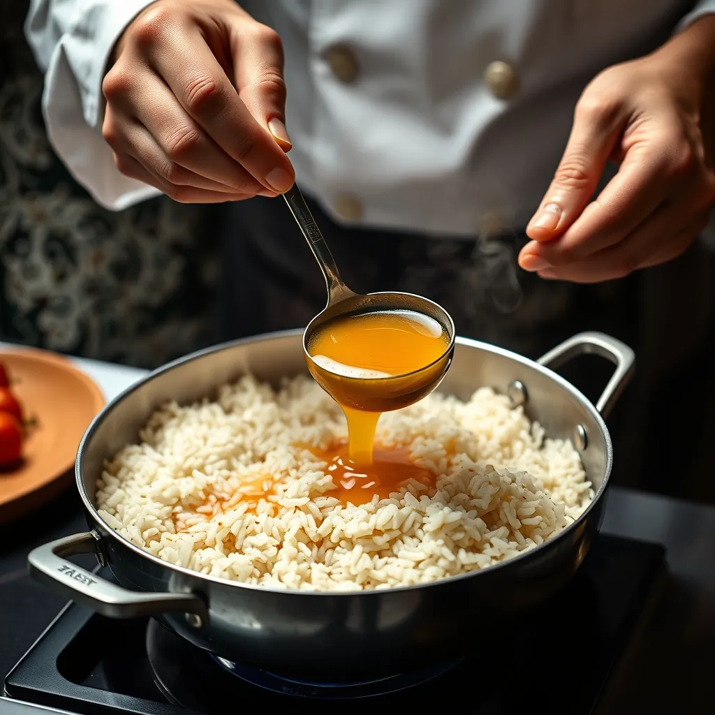 Chefs hands adding