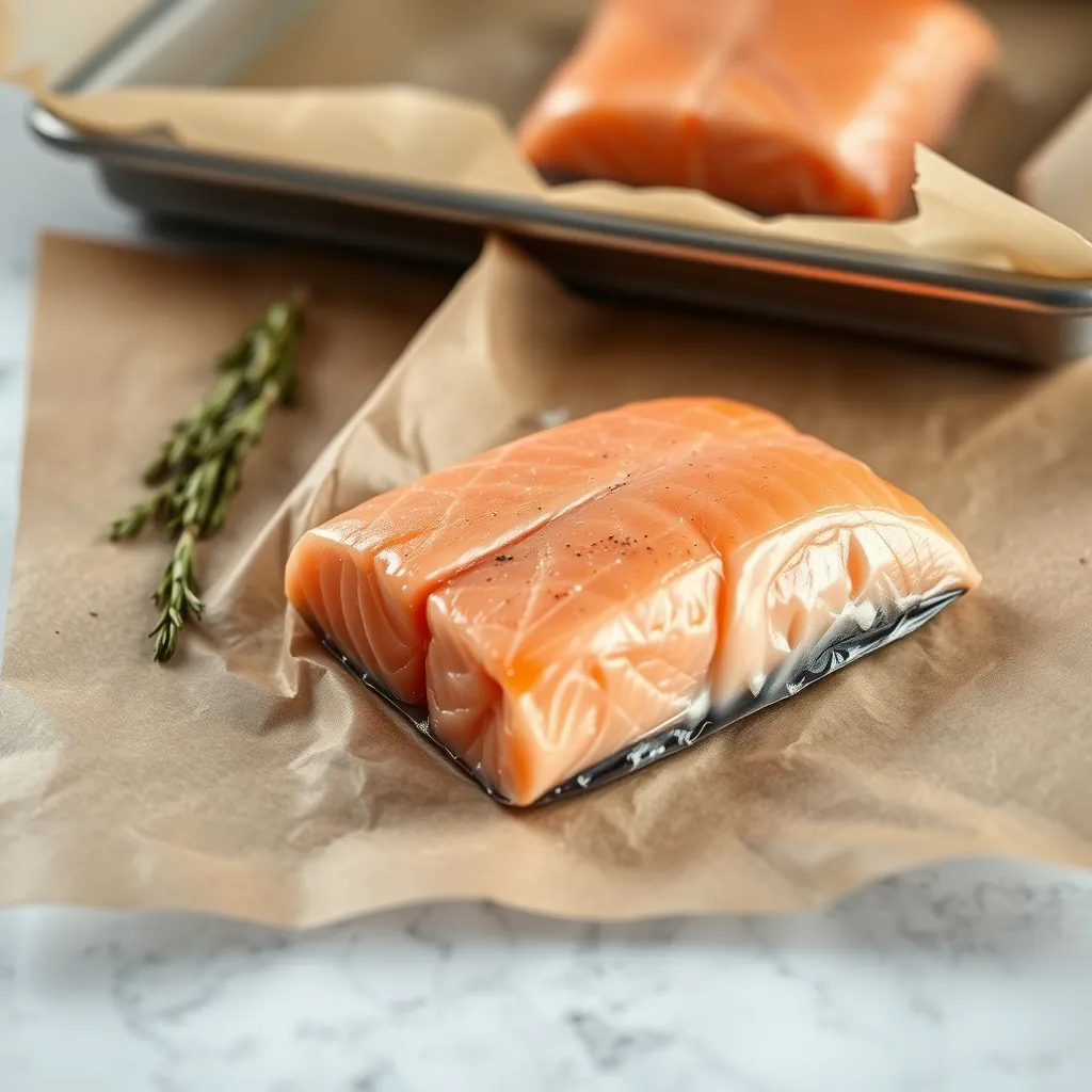 Frozen salmon filet
