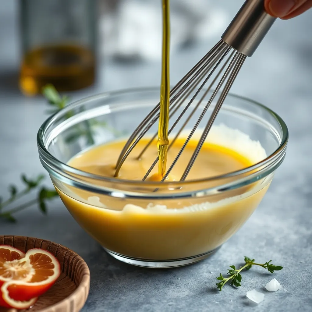 Oil slowly drizzled