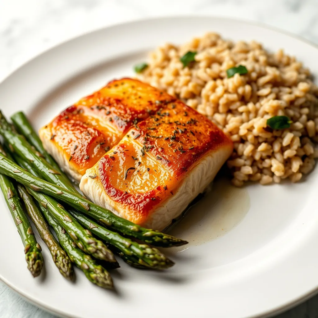 Plated baked salmon
