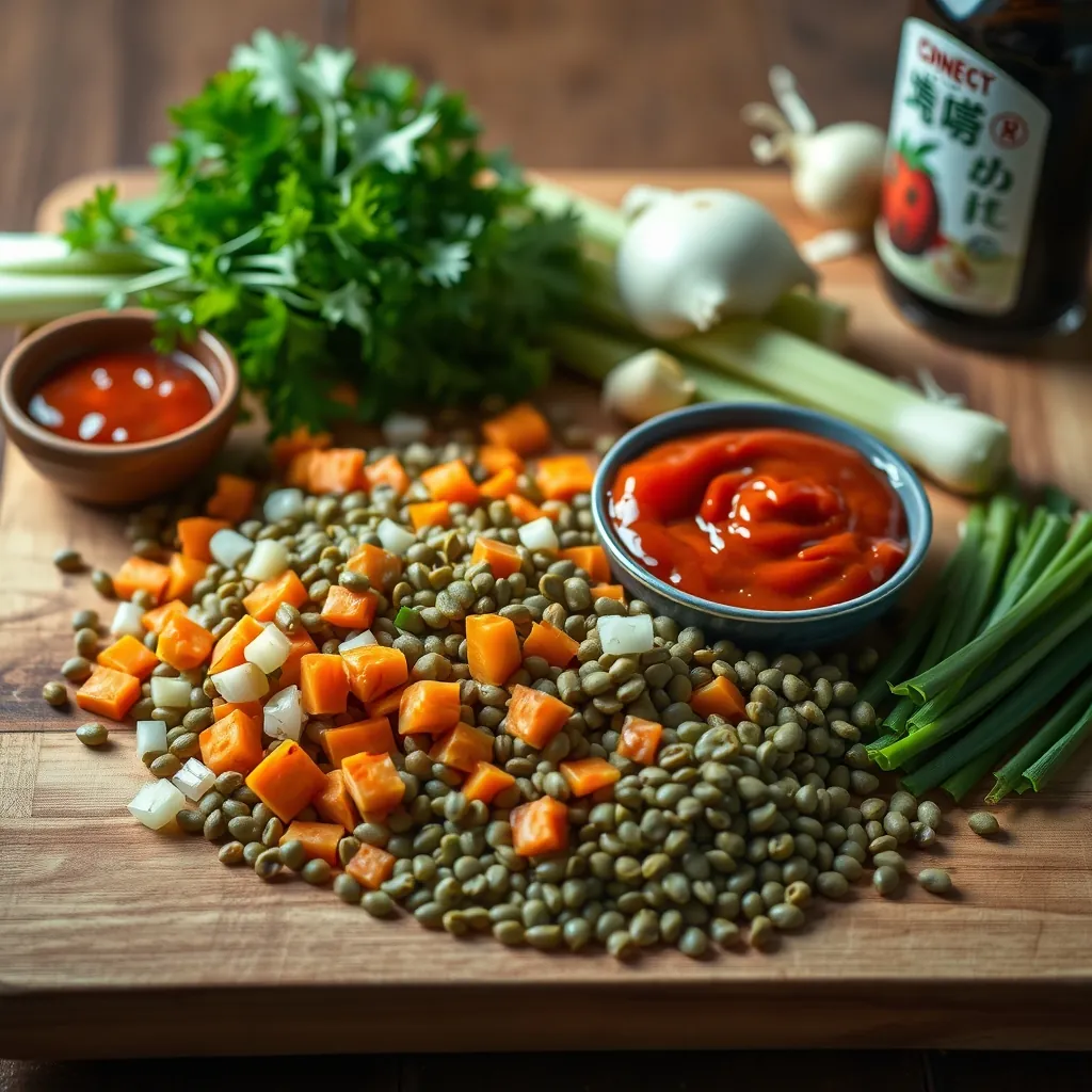 Raw green lentils