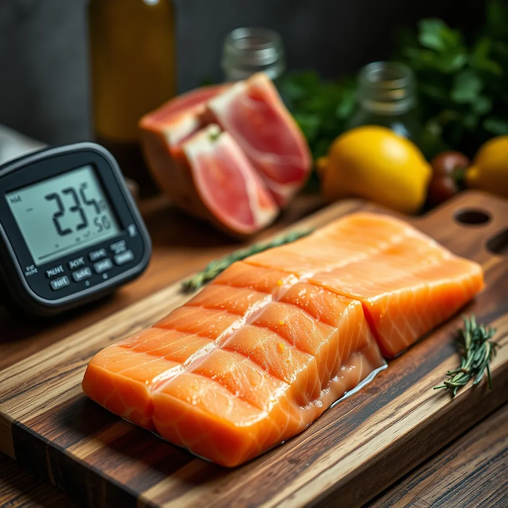 Raw salmon filet