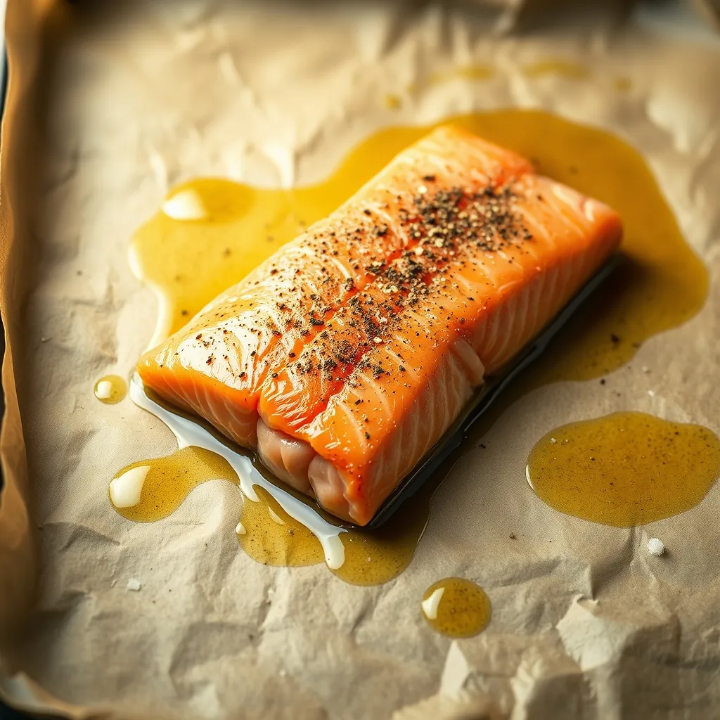 Salmon filet parchmentlined