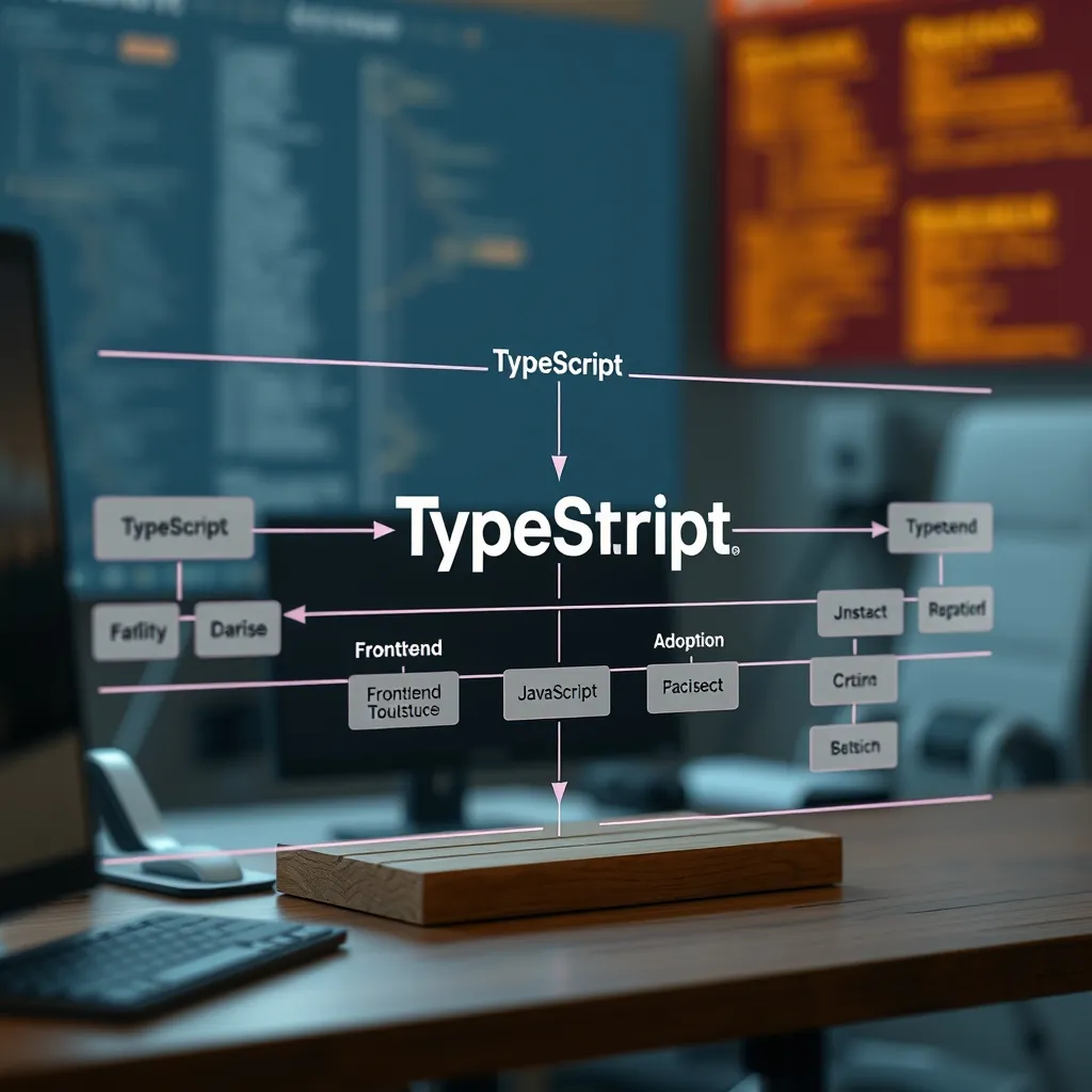 2026年におけるTypeScriptの型チェックの流れとフロントエンド・フルスタック・バックエンドでの採用状況を示す図