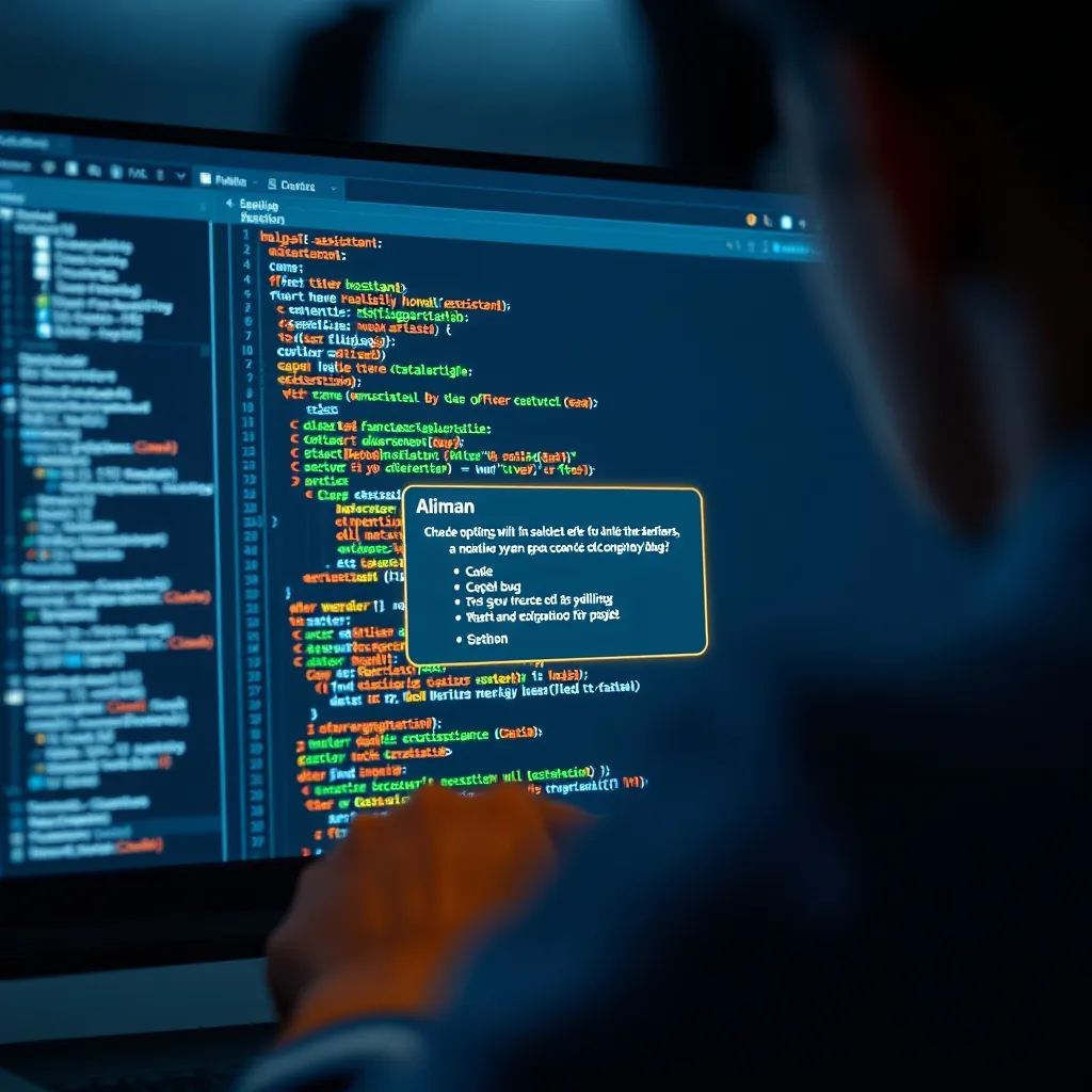 AIコードレビュー：AIが潜在的なバグを指摘し、修正案を提案している様子