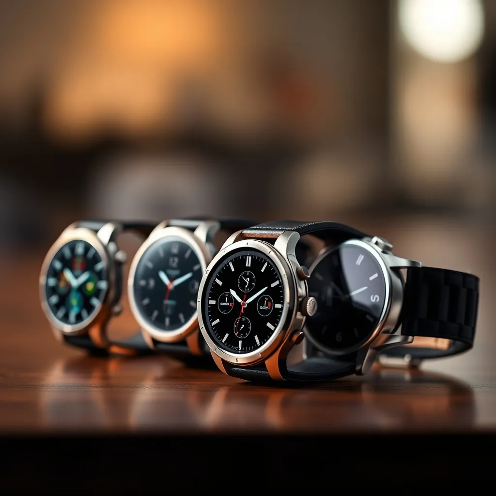 Bảng so sánh các smartwatch khác nhau hiển thị tính năng song song Bảng so sánh các smartwatch khác nhau hiển thị tính năng song song
