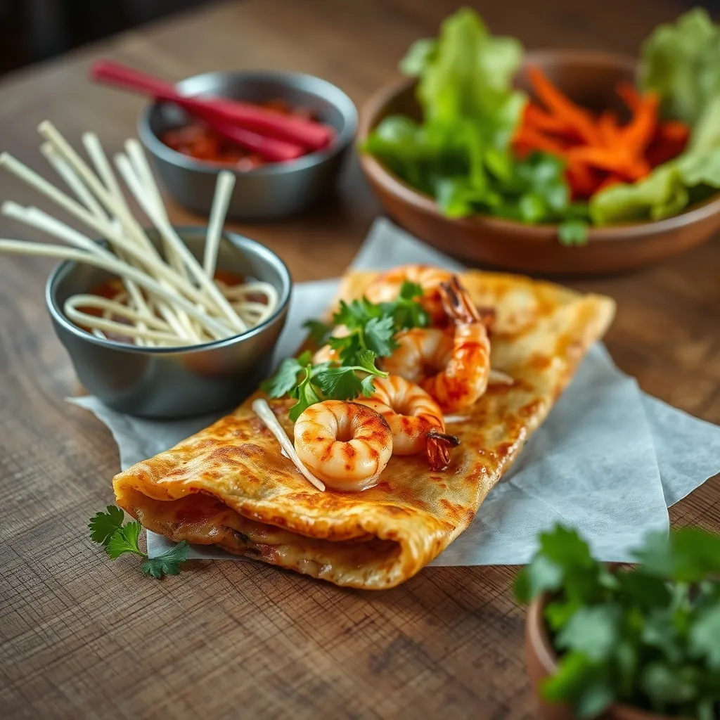 Bánh xèo giòn rụm kèm rau sống tươi ngon