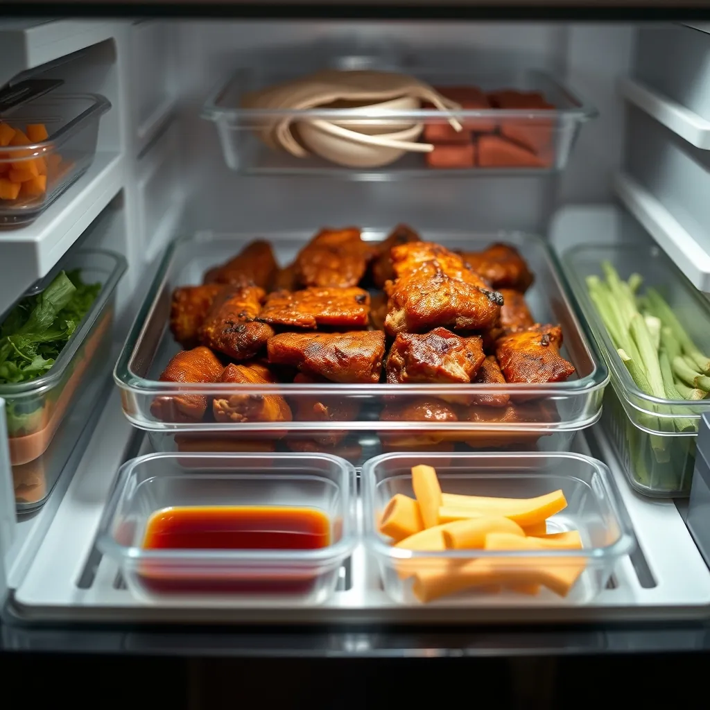 Bảo quản bún chả Hà Nội trong hộp thủy tinh riêng biệt: chả nướng, nước chấm và đồ chua để ngăn mát tủ lạnh
