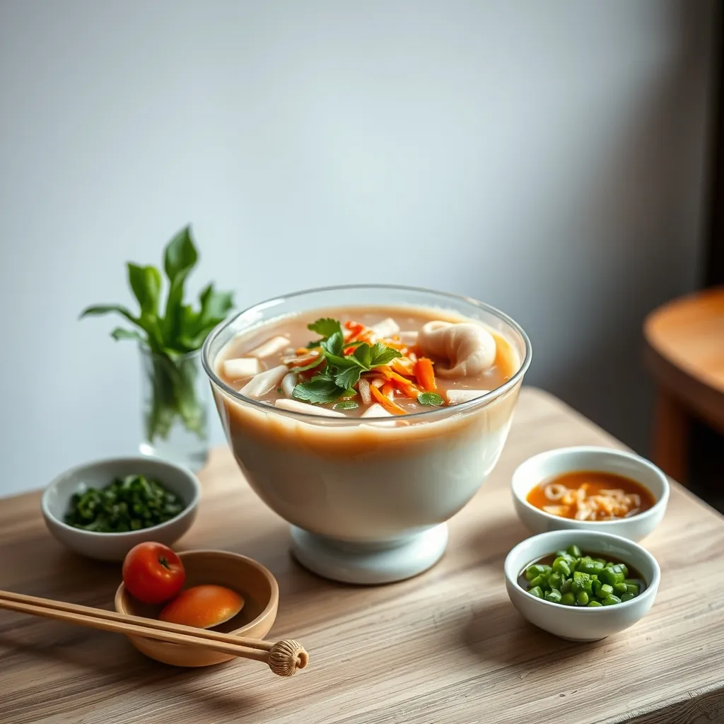 Beautifully arranged bowl of hanoi pho with various garnishes and sides | một bát phở hà nội được trình bày đẹp mắt với các loại gia vị và món ăn kèm. Beautifully arranged bowl