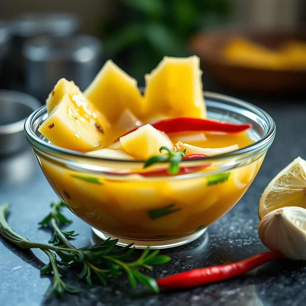 Chén mắm nêm đã pha với dứa, tỏi, ớt và sả sẵn sàng để thưởng thức Bowl mixed fish