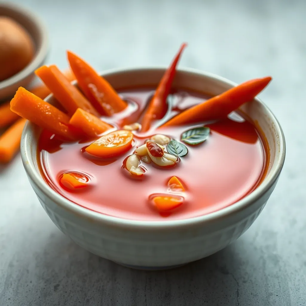 Bát nước chấm chua ngọt với đồ chua, tỏi ớt nổi trên bề mặt Bowl vietnamese fish