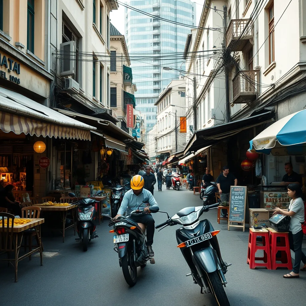 Bustling street scene