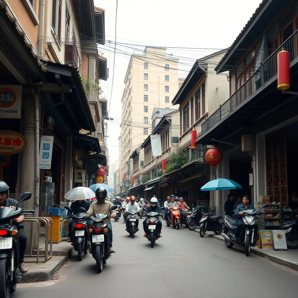 Bustling street scene