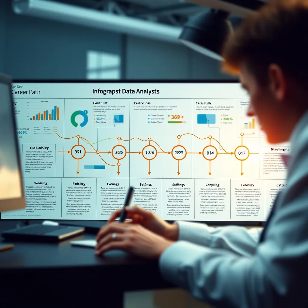 データアナリストのキャリアパスのインフォグラフィック Career path infographic