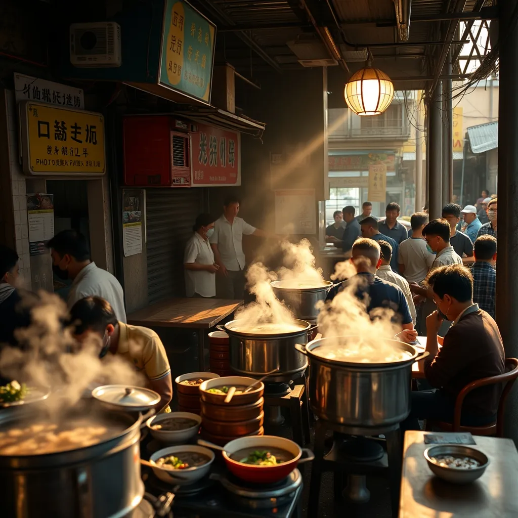 Không gian quán phở gia truyền tại Nam Định, nơi lưu giữ hương vị truyền thống qua nhiều thế hệ Casting long shadows