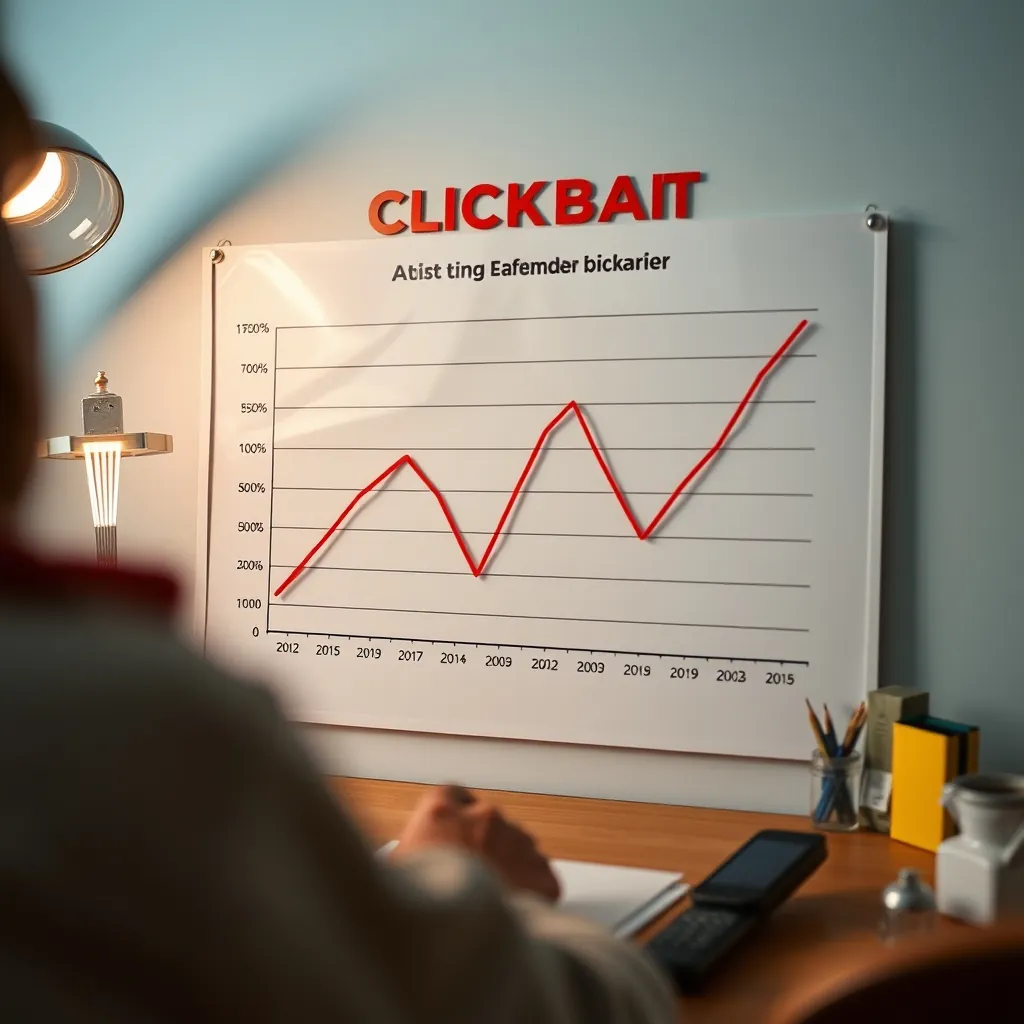 クリックベイトがユーザー行動に与える長期的な影響を示すチャート Chart illustrating longterm