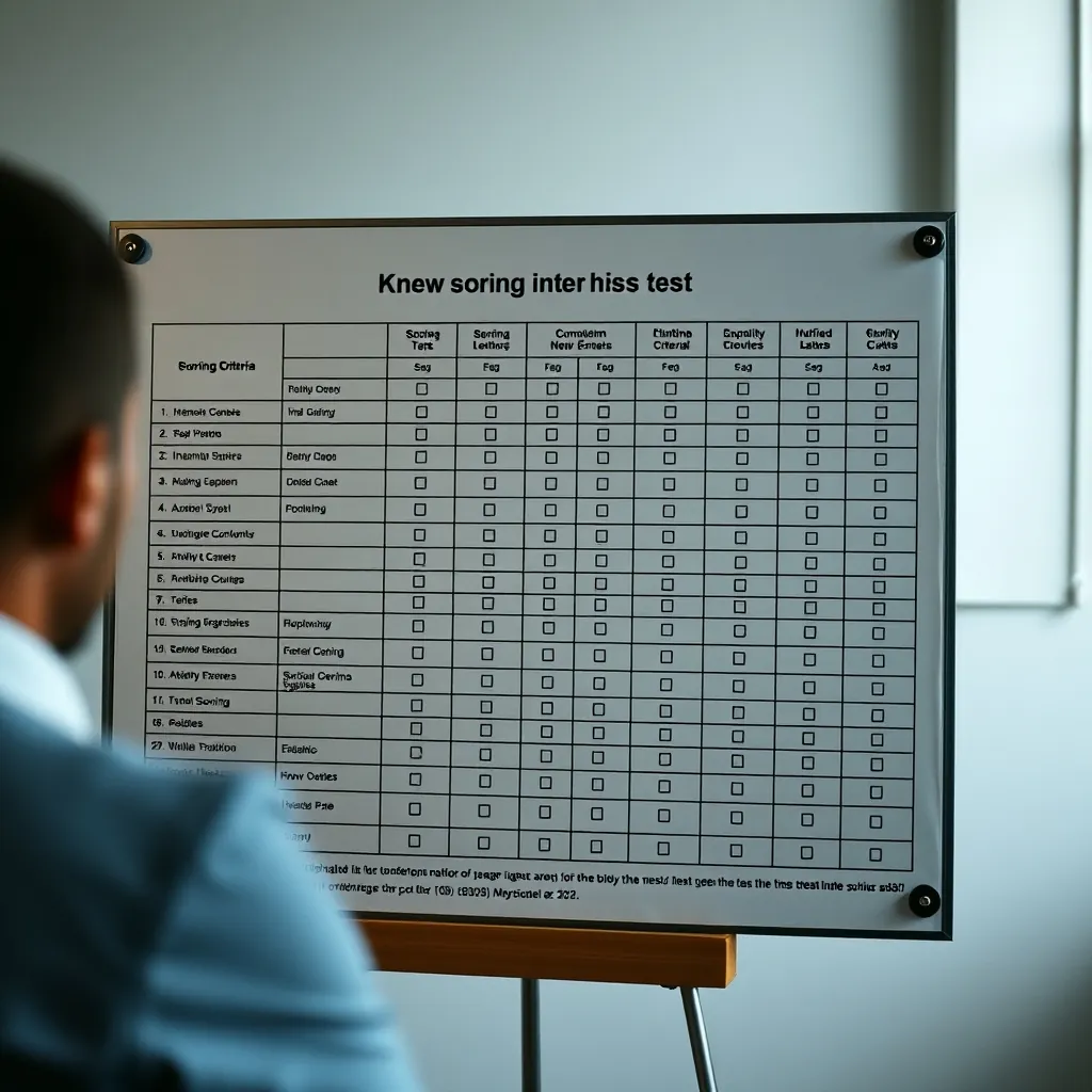 テストの評価基準を示すチャート Chart illustrating scoring