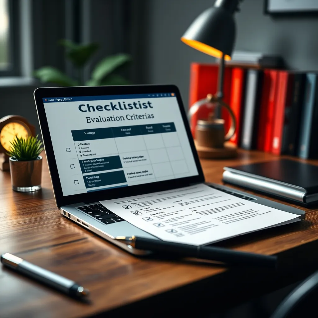 Bảng tiêu chí đánh giá và kiểm tra hiệu suất trình tạo trang WordPress Checklist desk laptop