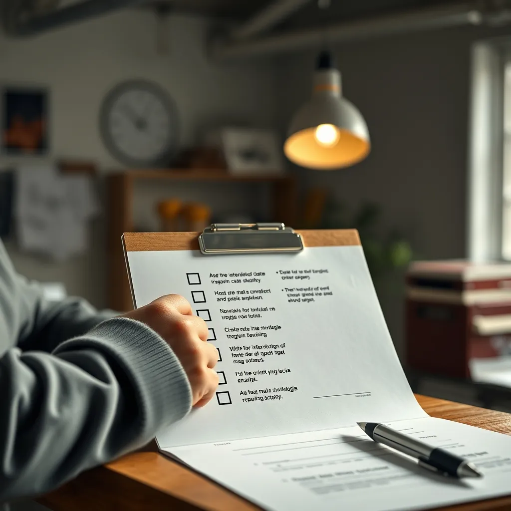 Checklist improvement actions