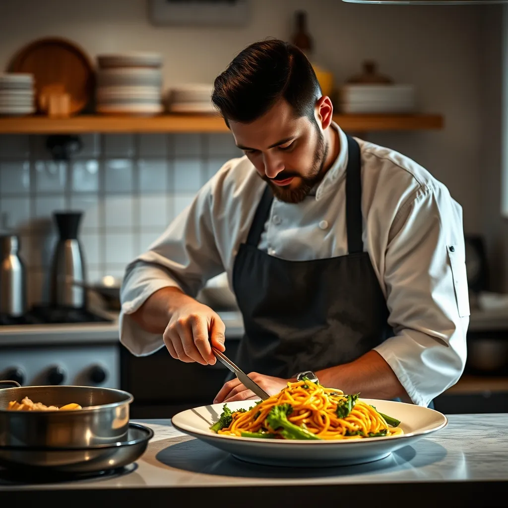خطوات عملية بعد إعداد الوصفة Chef preparing meal